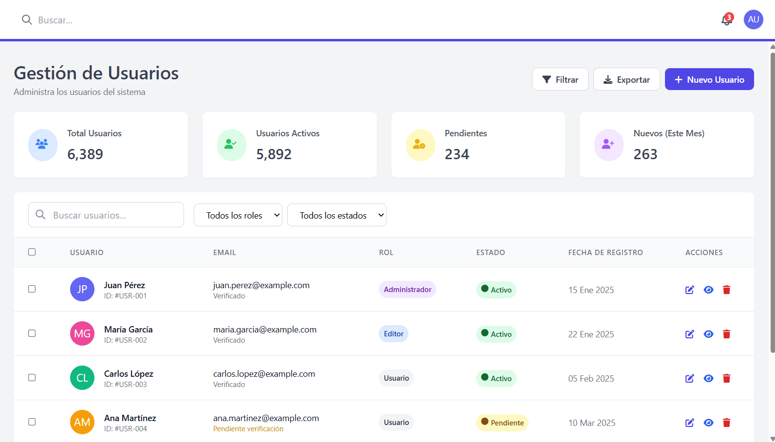 Módulo de gestión de usuarios