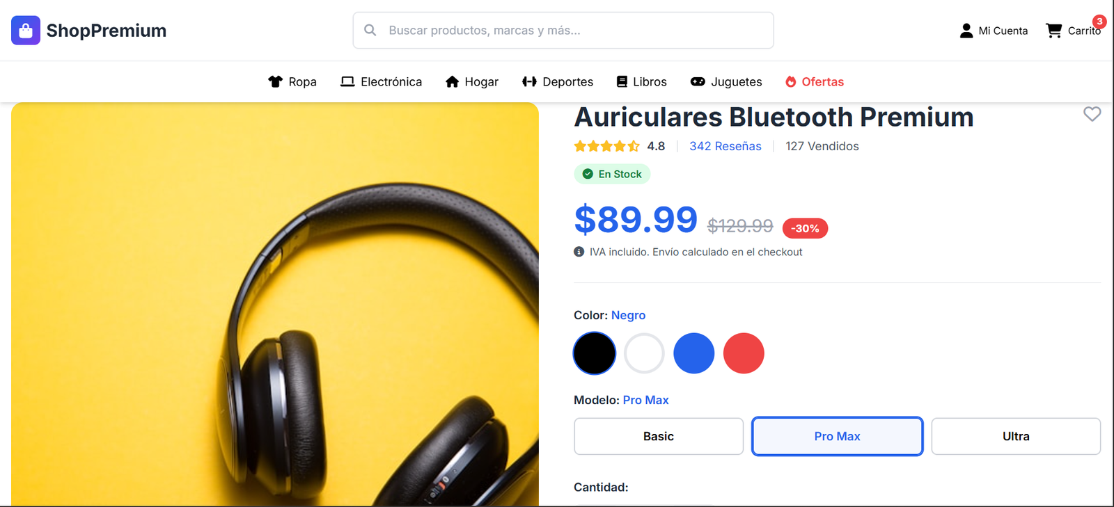 Detalle de producto con galería